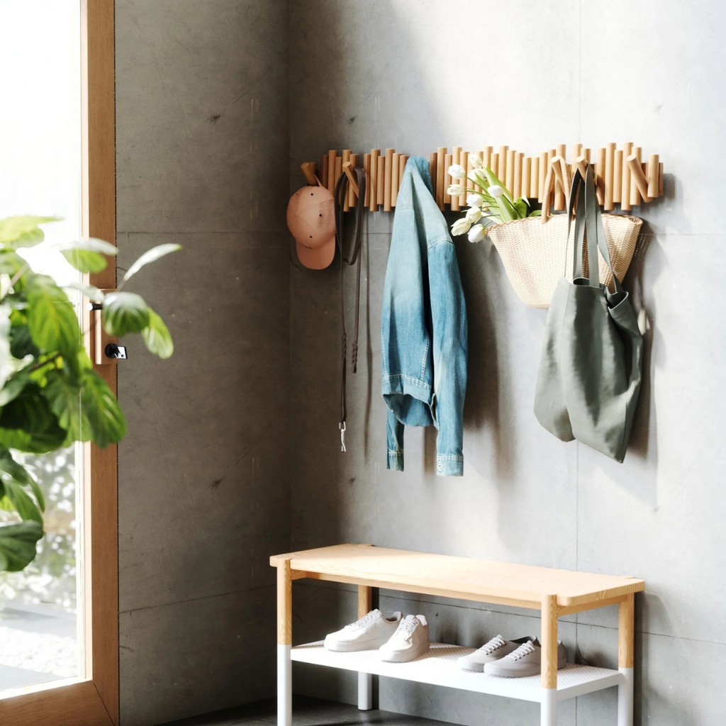 Picket Rail Wall Hook - Natural (8-Hook)