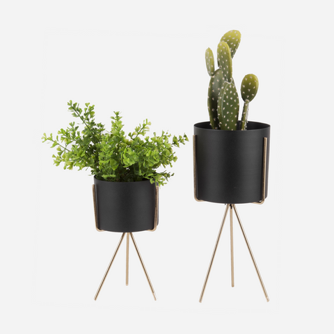 Plant Pot Pedestal Set - Black