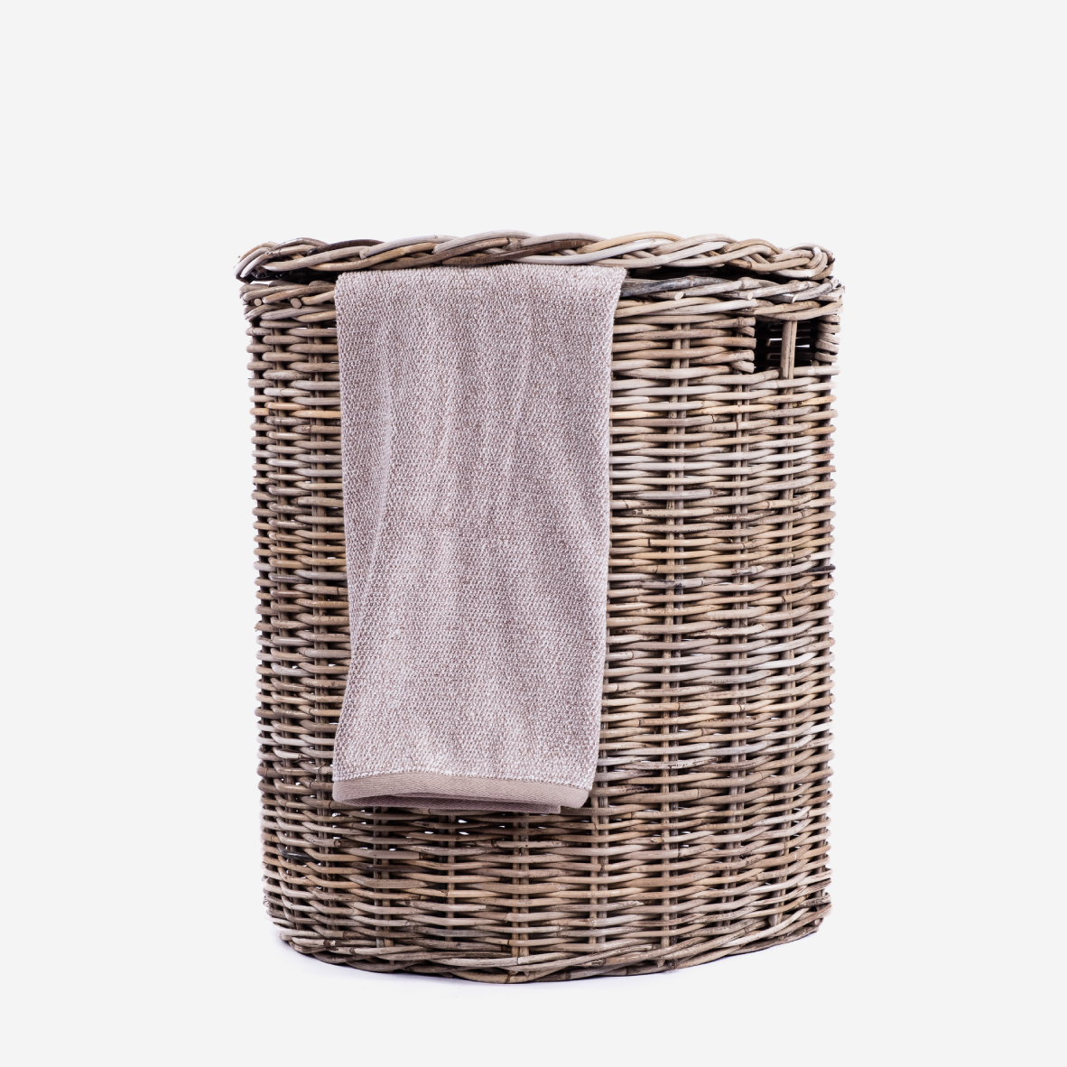 Rattan Thick Laundry Basket Half Round - Grey