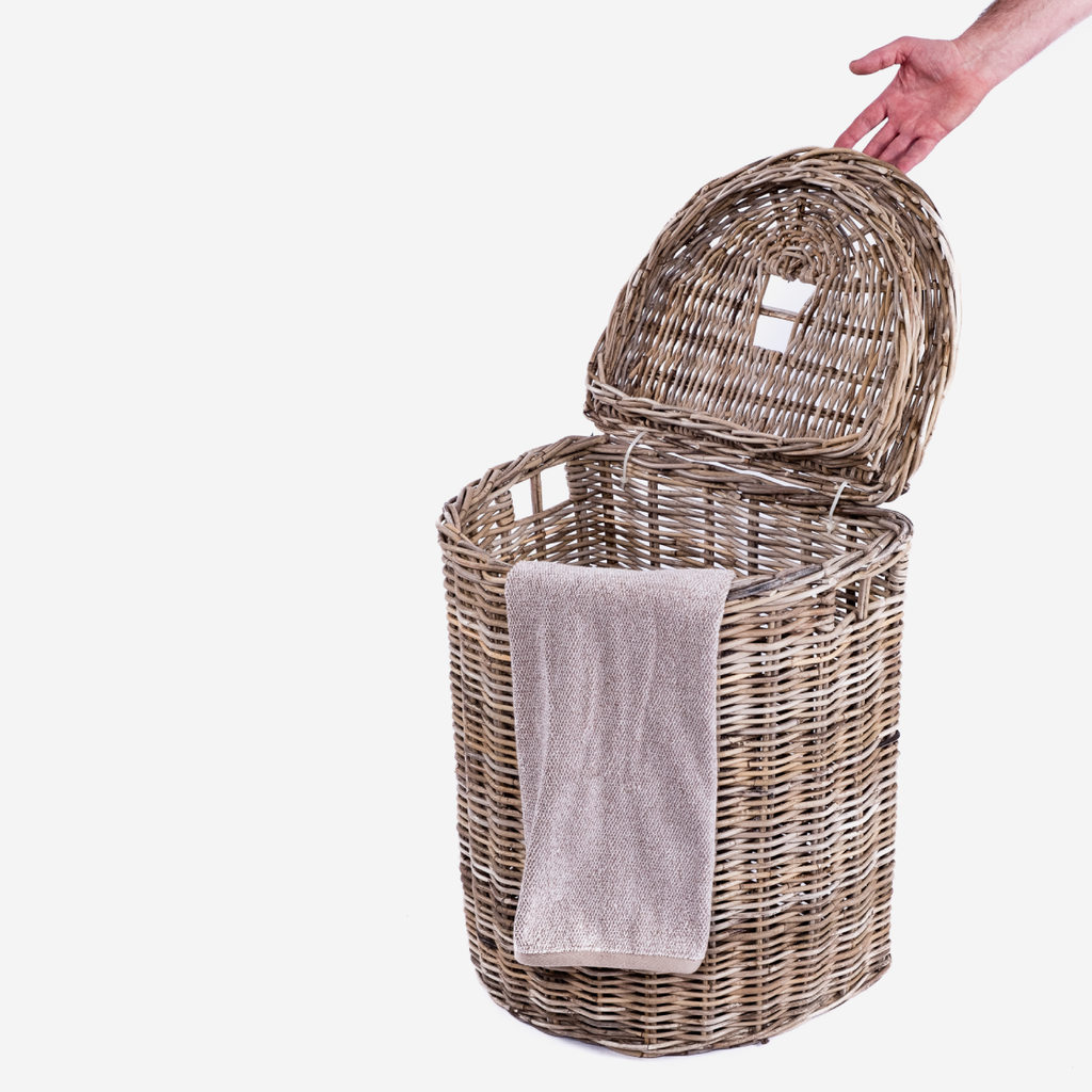 Rattan Thick Laundry Basket Half Round - Grey