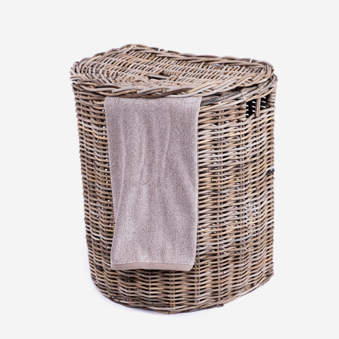 Rattan Thick Laundry Basket Half Round - Grey