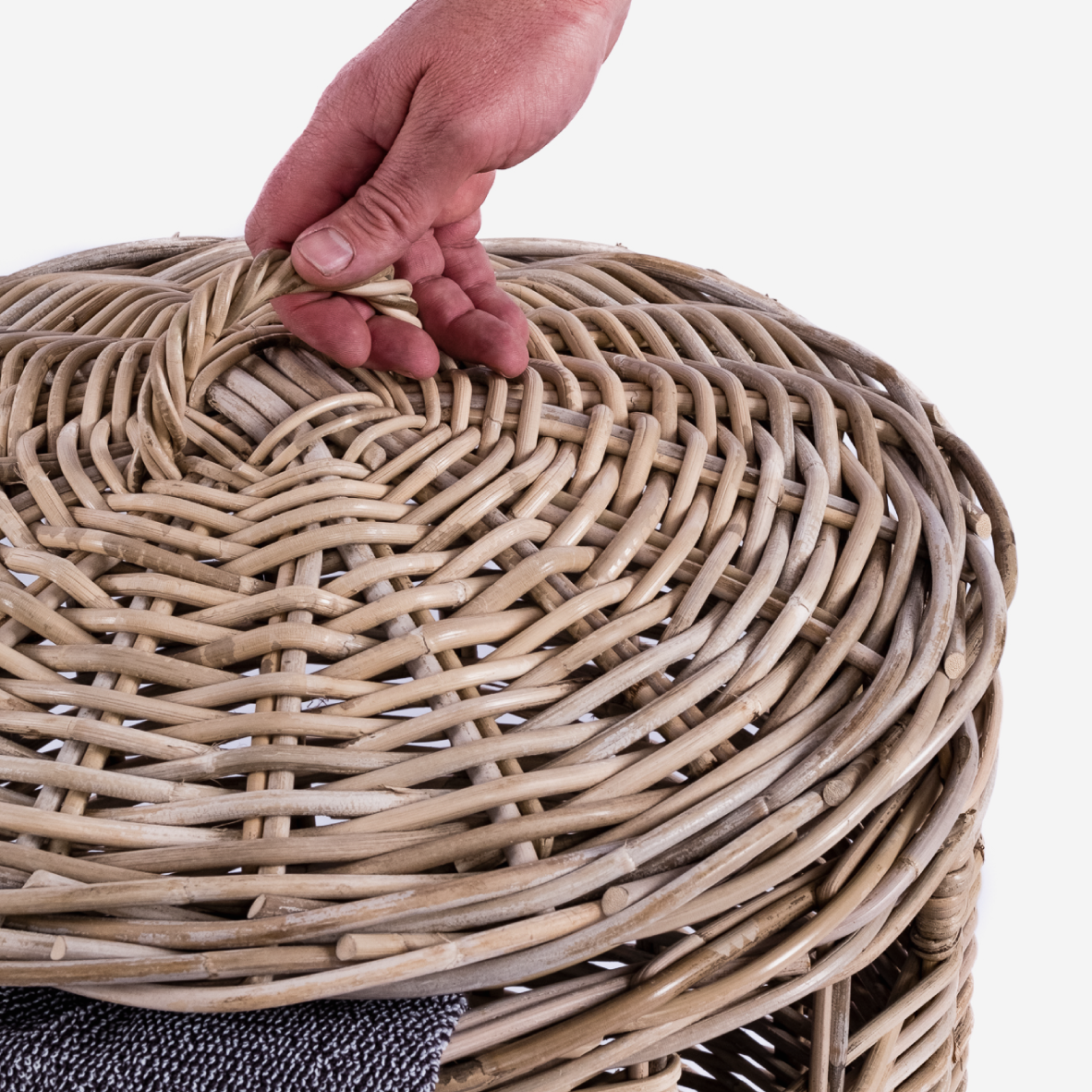 Rattan Thick Laundry Basket Round - Grey