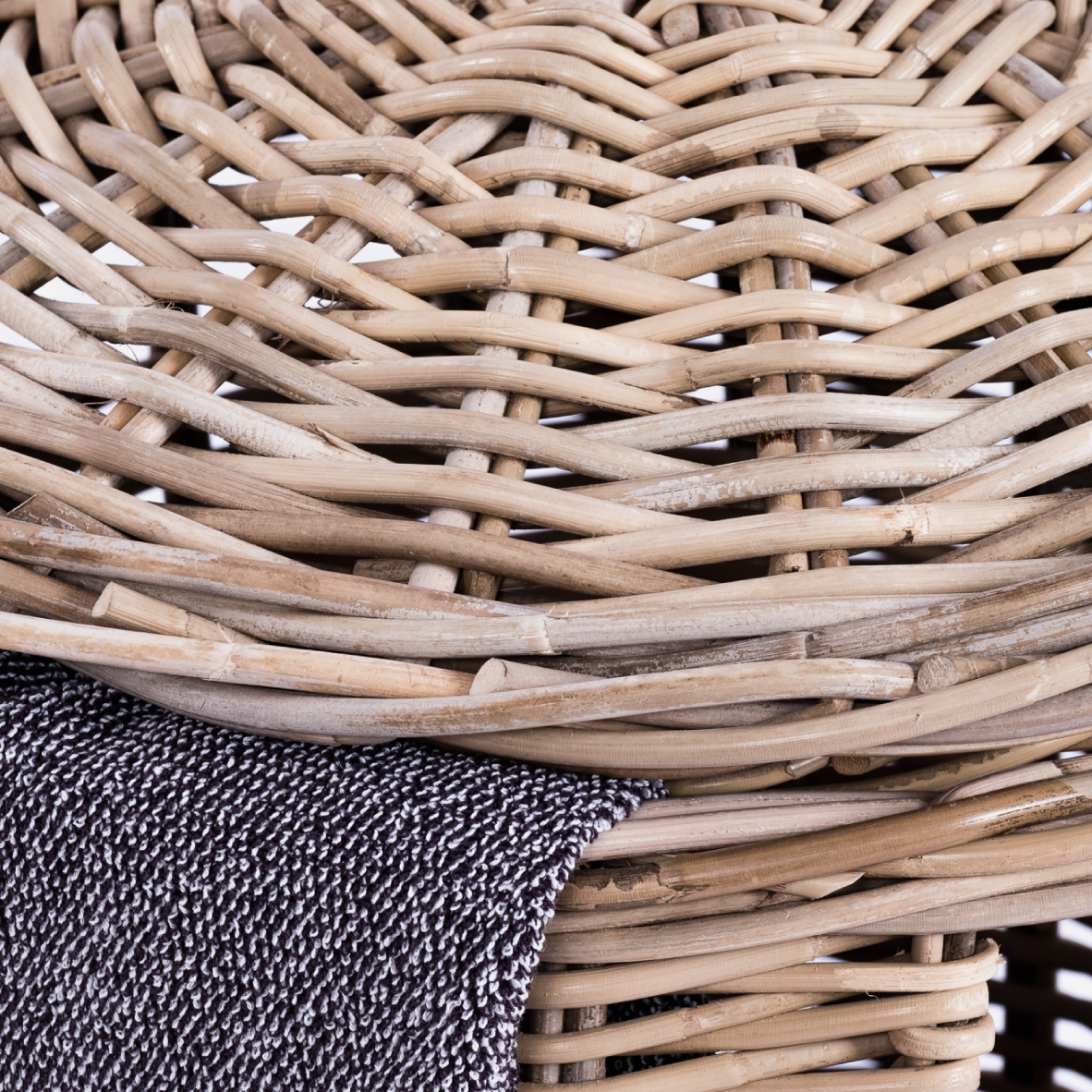 Rattan Thick Laundry Basket Round - Grey