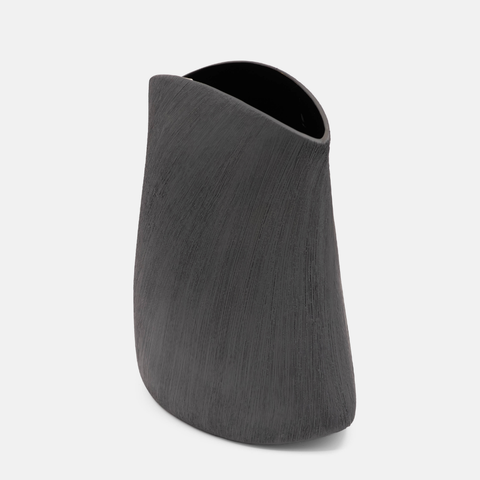Scratched Rock Vase - Charcoal