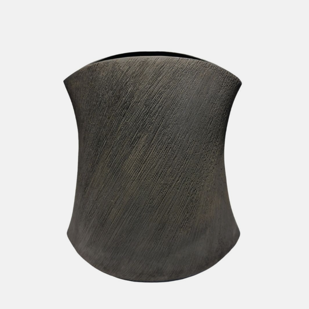 Scratched Rock Vase - Charcoal