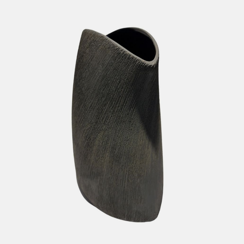 Scratched Rock Vase - Charcoal