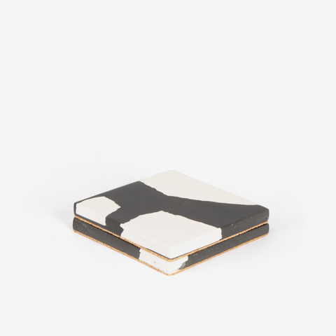 Set Of 2 Square Coasters - Black Terrazzo