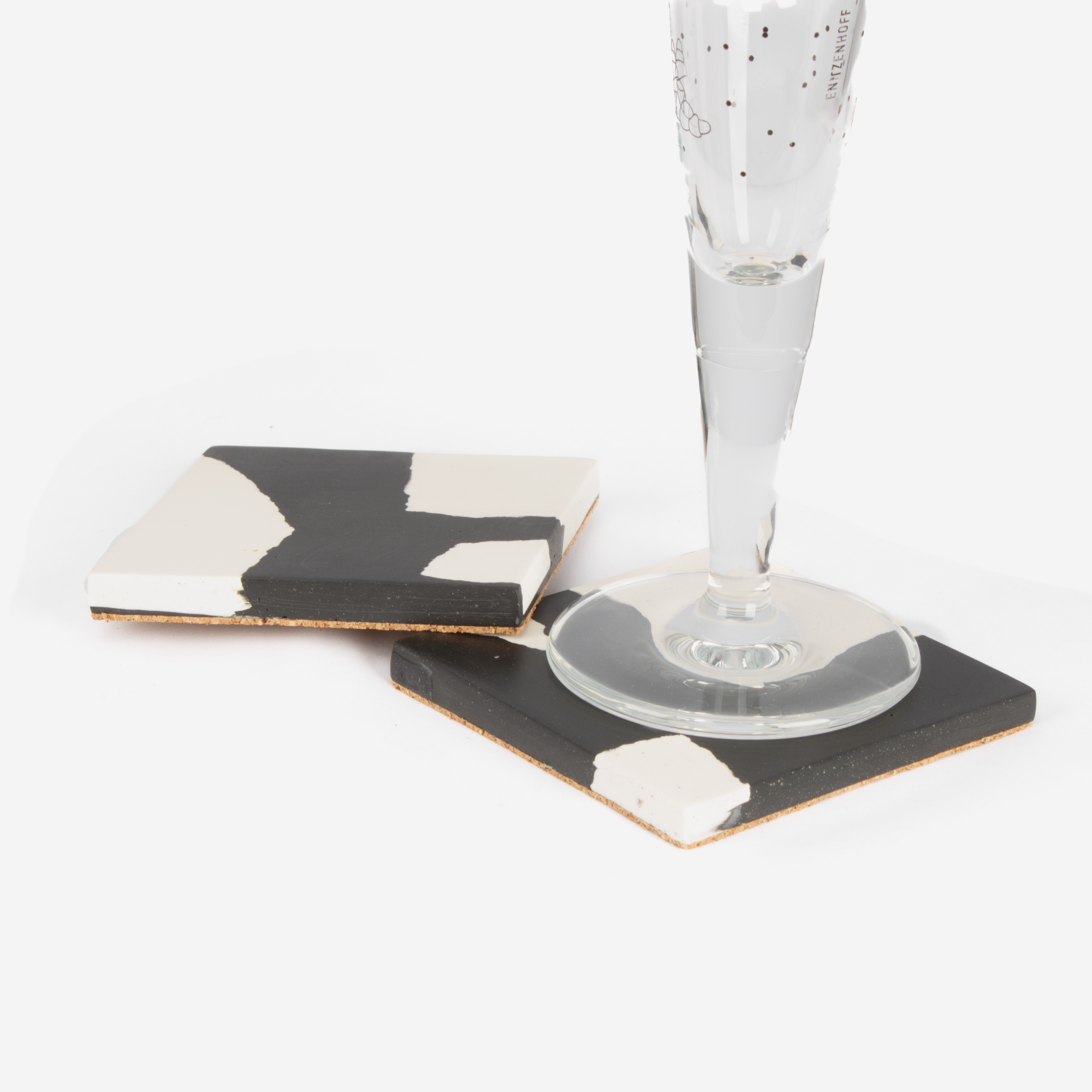 Set Of 2 Square Coasters - Black Terrazzo