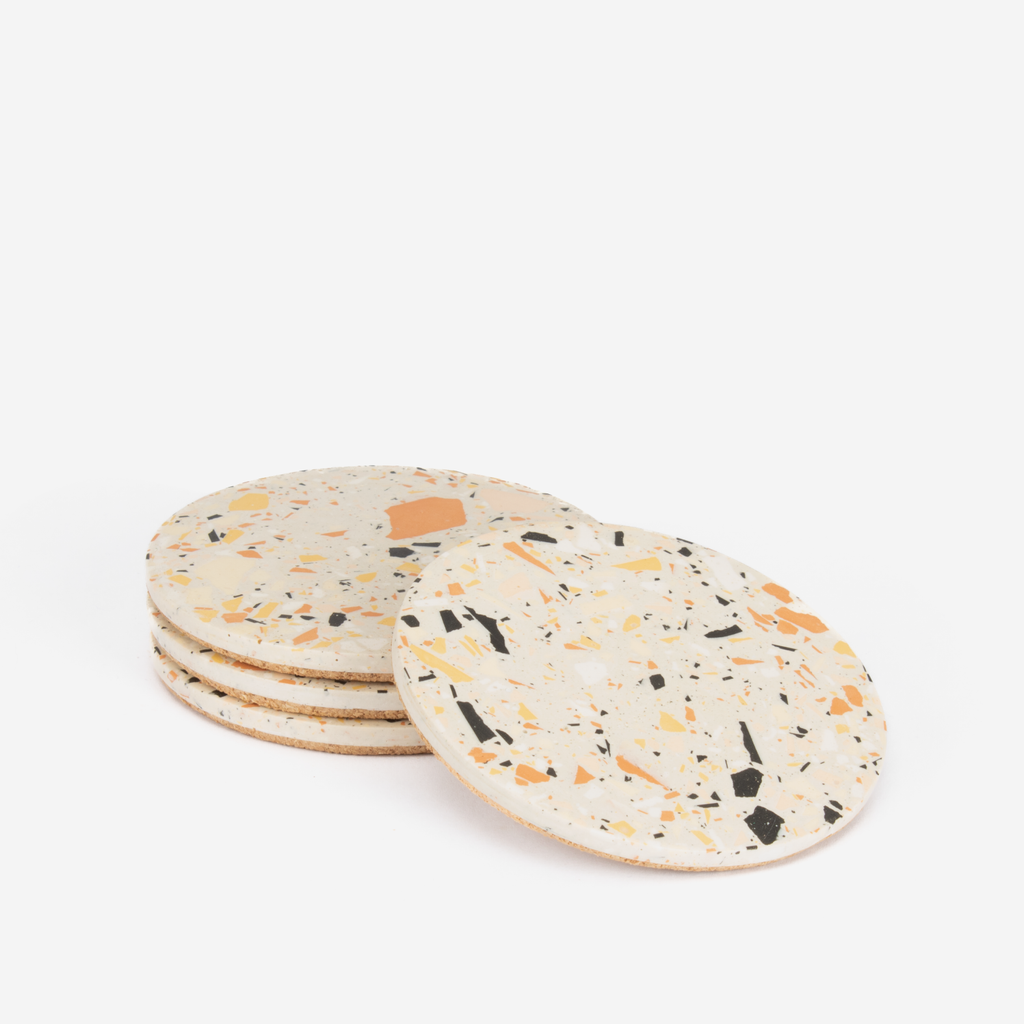 Set Of 4 Round Coasters - Nude Terrazzo