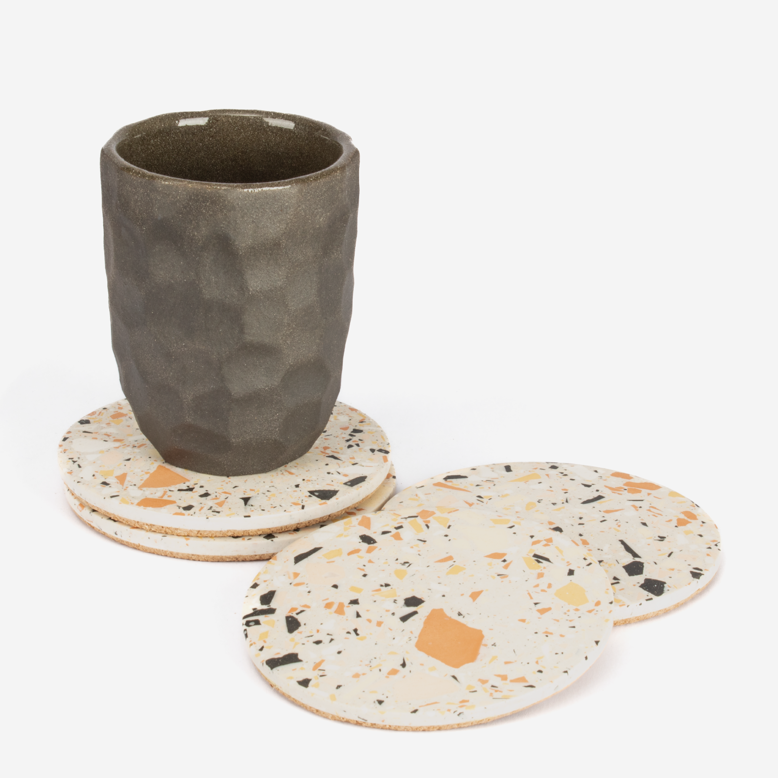 Set Of 4 Round Coasters - Nude Terrazzo