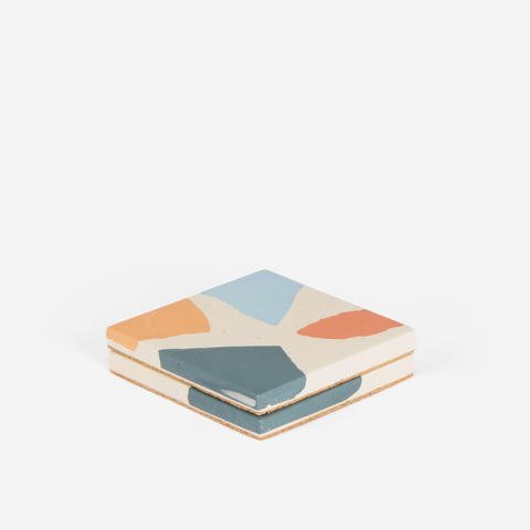 Set Of 2 Square Coasters - Neutral Terrazzo