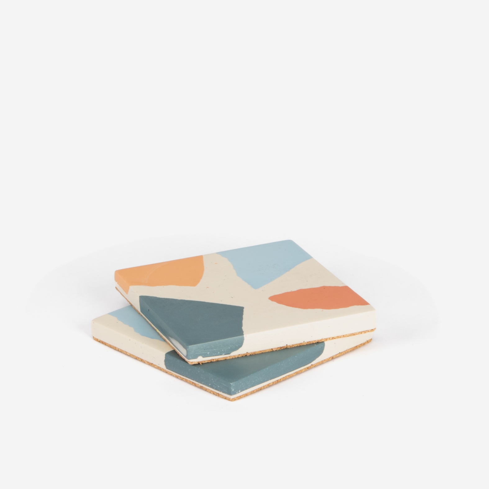 Set Of 2 Square Coasters - Neutral Terrazzo