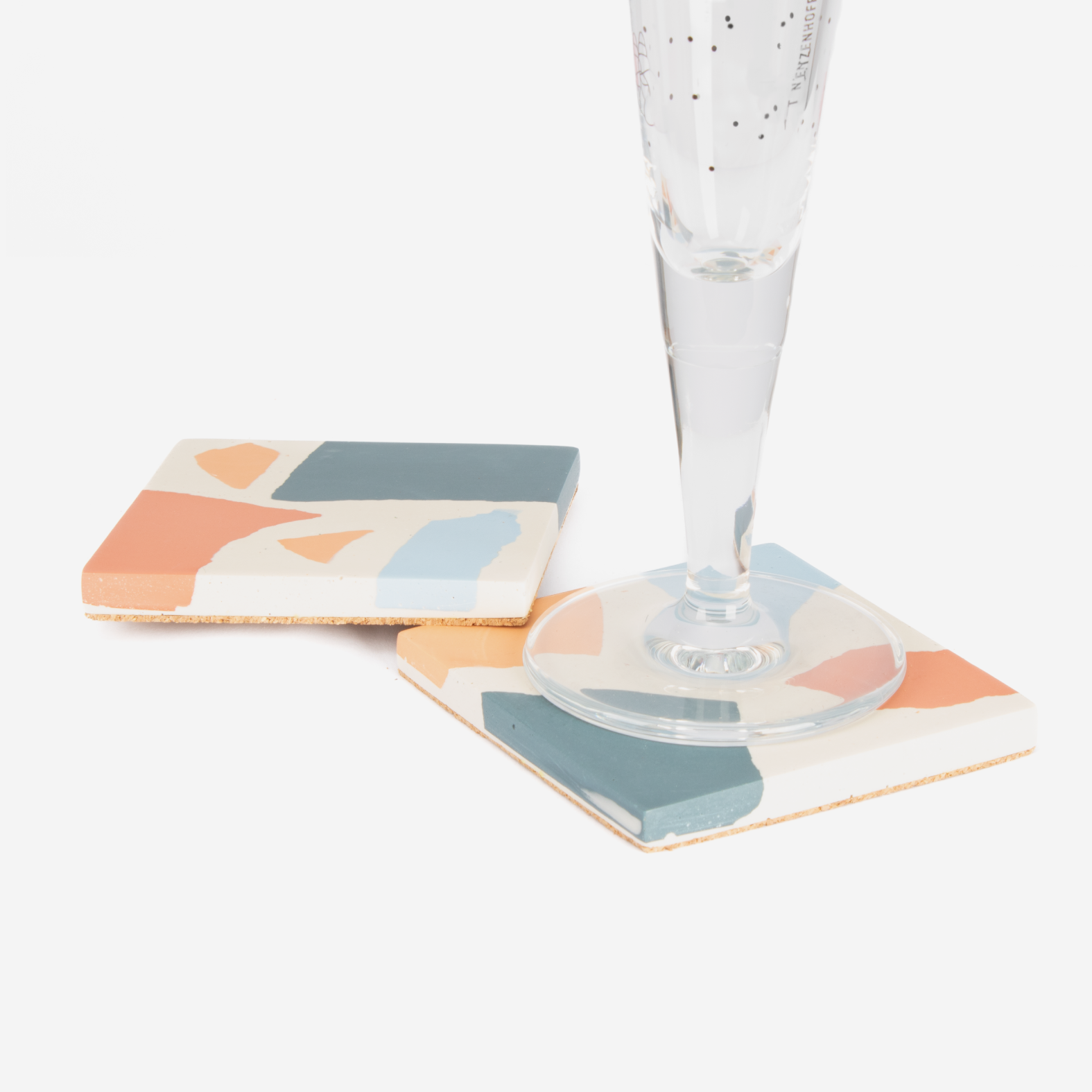 Set Of 2 Square Coasters - Neutral Terrazzo