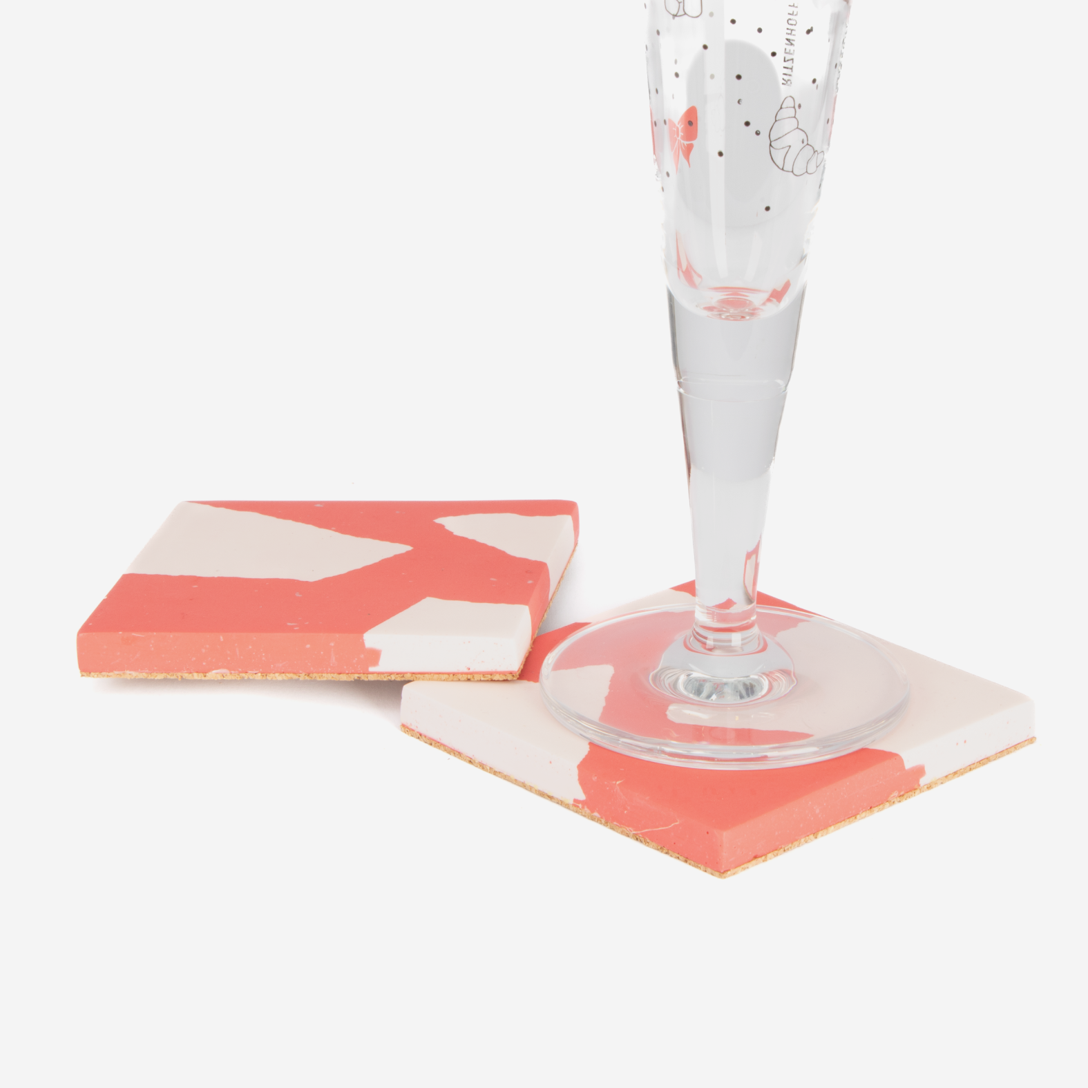 Set Of 2 Square Coasters - Pink Terrazzo