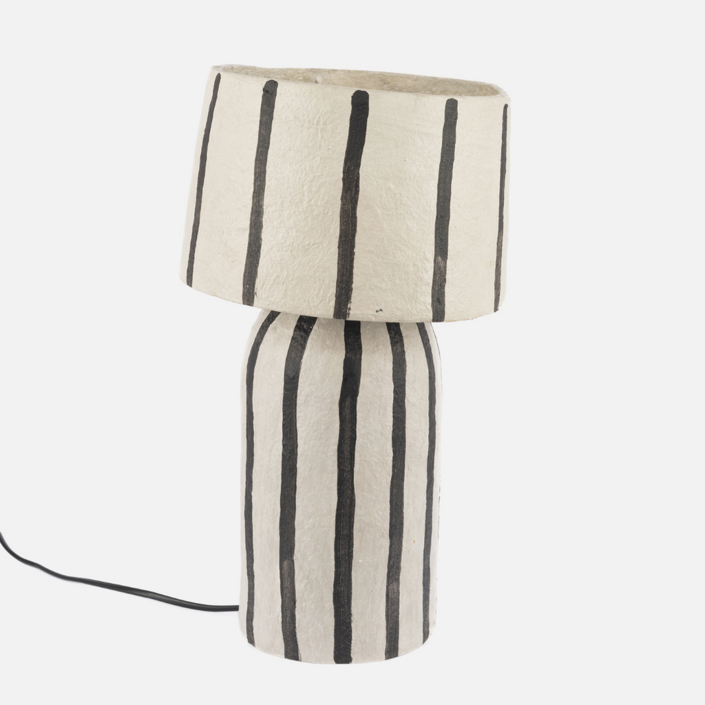 Sheba Table Lamp - Stone With Black Stripe