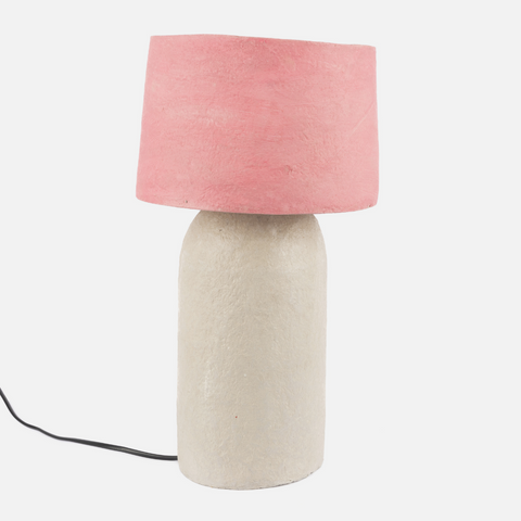 Sheba Table Lamp - Stone With Pink Shade