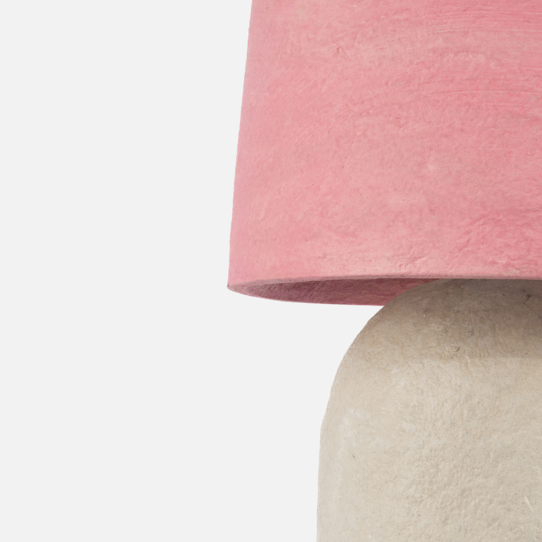 Sheba Table Lamp - Stone With Pink Shade