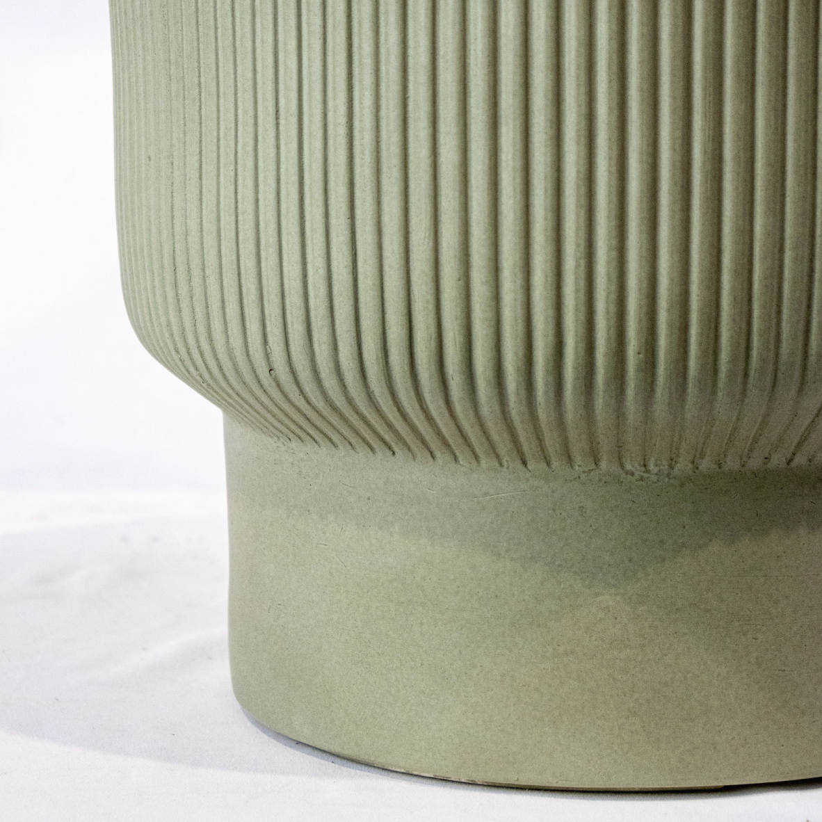 Grooved Footed Planter Set Of 3 - Green