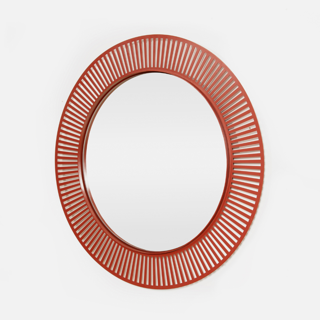 Spindle Round Mirror - Oxide Red