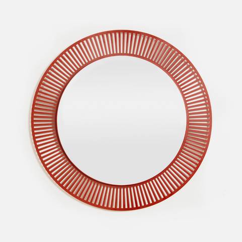 Spindle Round Mirror - Oxide Red