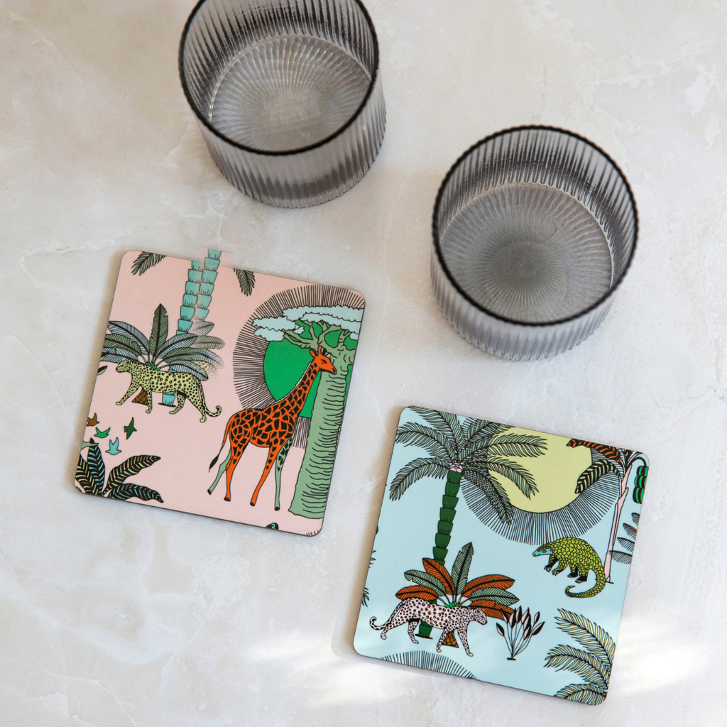 Square Coasters Set of 6 - Animal Kingdom