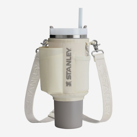 Stanley insulated cup holder with strap on a white background