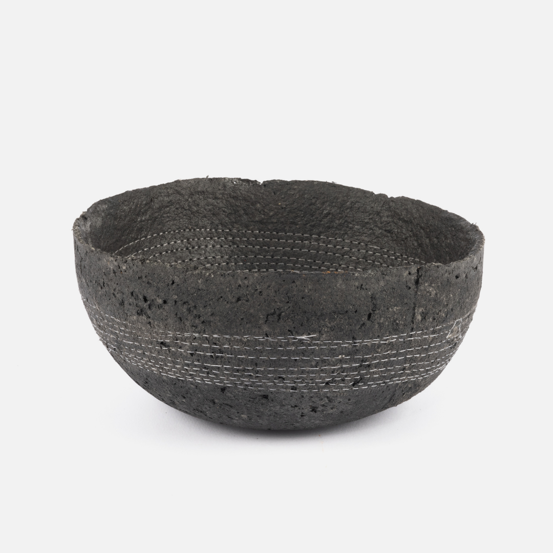 Stitched Bowl - White On Charcoal