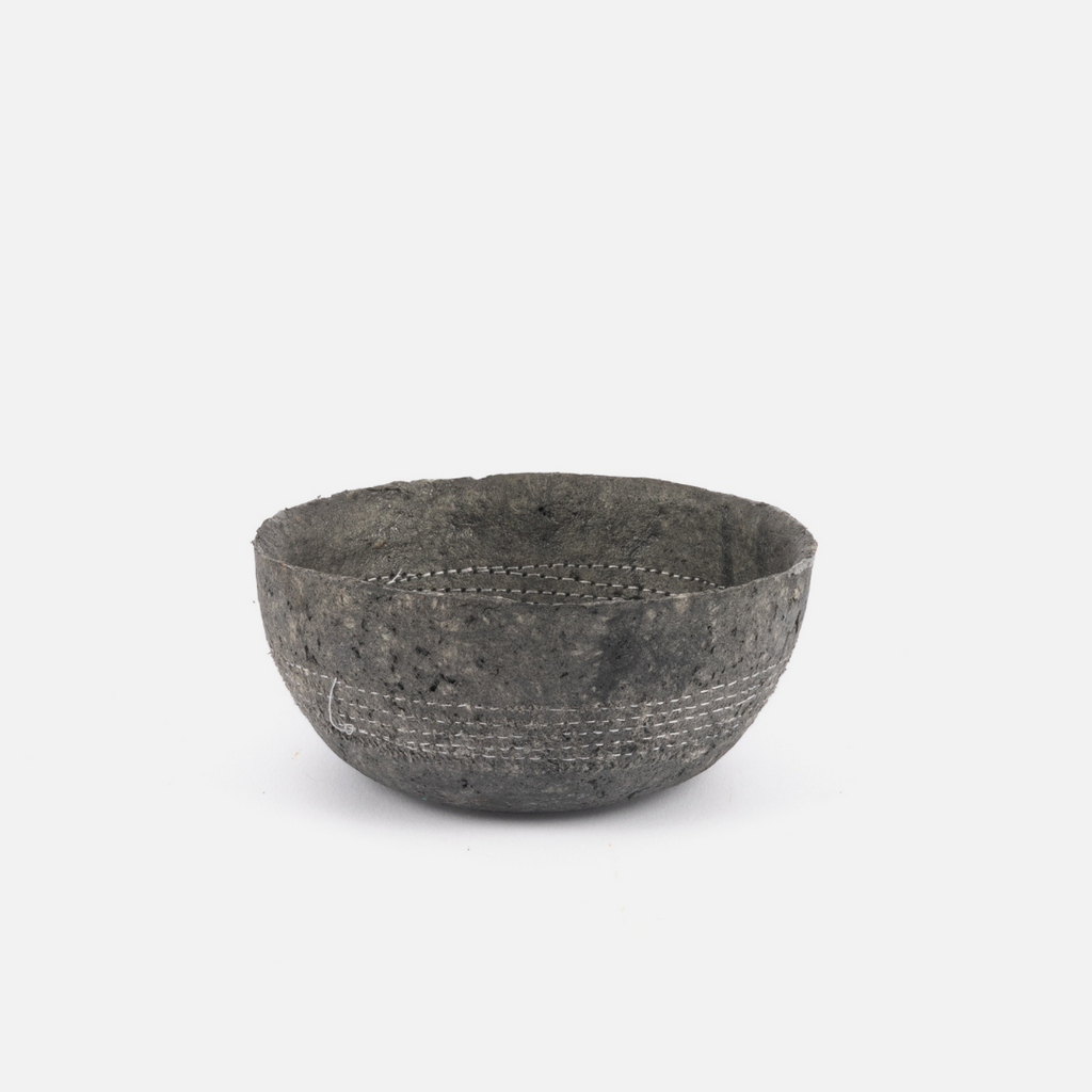 Stitched Bowl - White On Charcoal