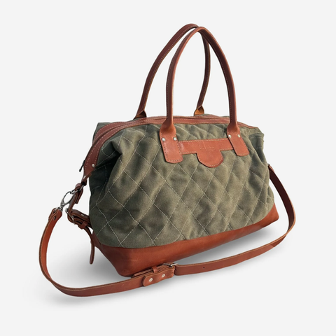 The Capri & Leather Overnight Bag - Olive