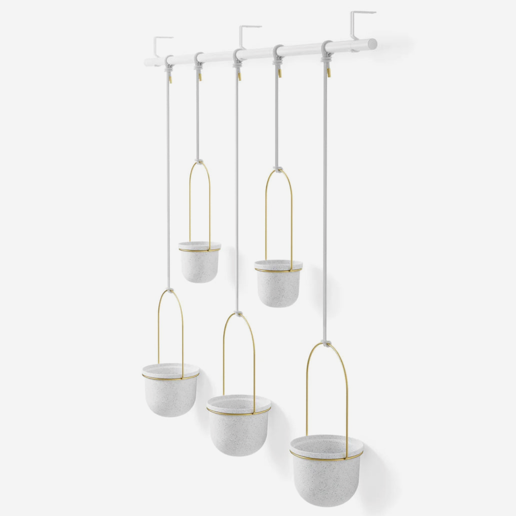 Triflora Hanging Planter 5 - White & Brass