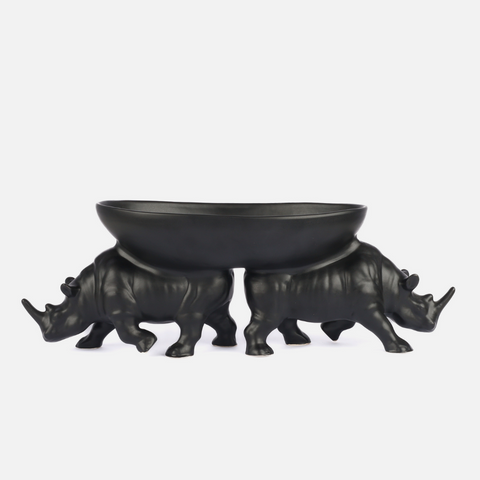 Two Rhino Fruit Bowl - Black