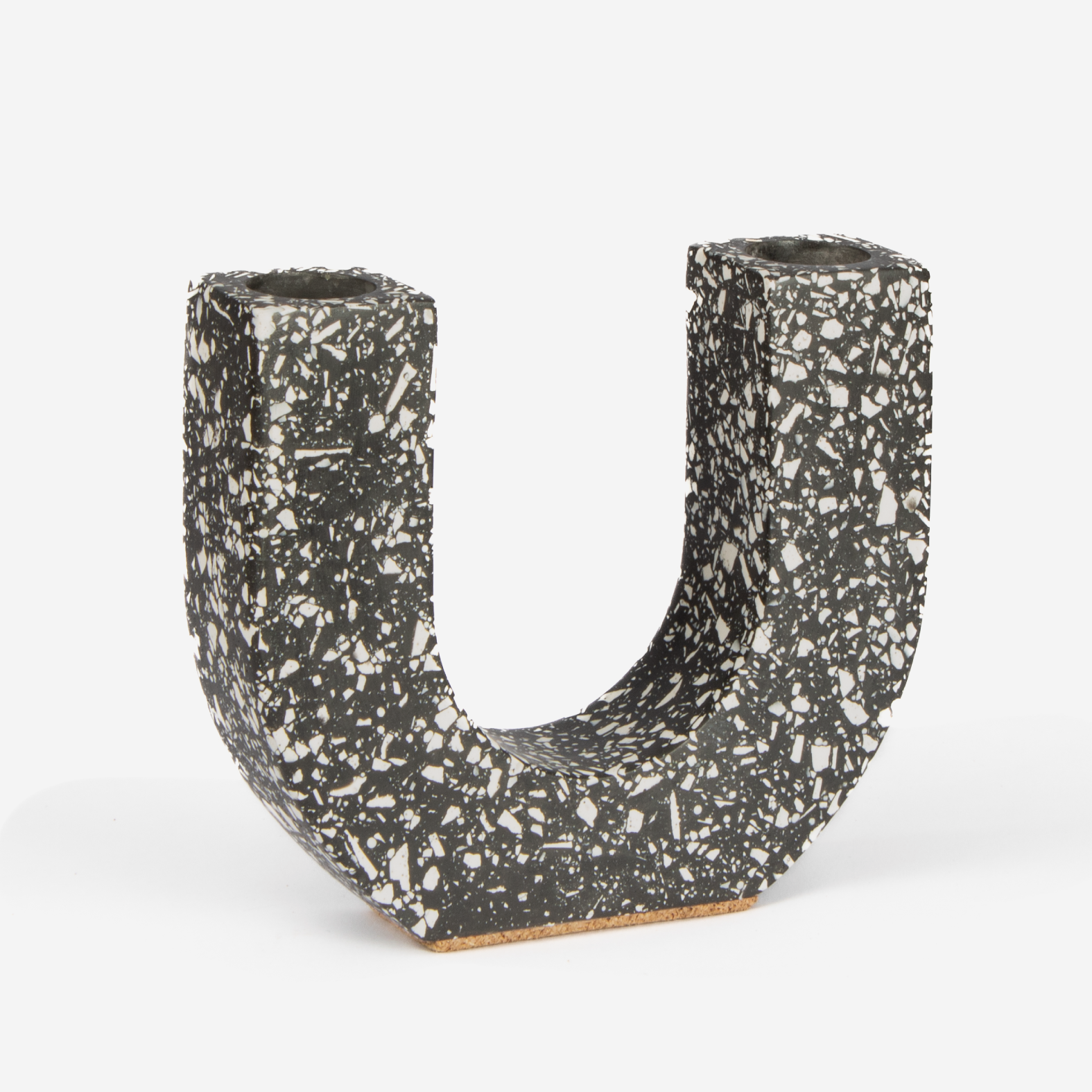 U-Shaped Candle Holder - Black Terrazzo