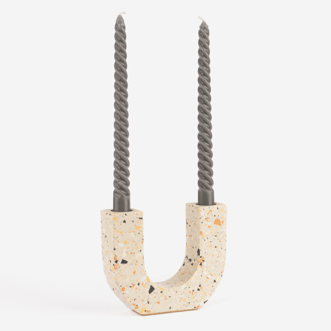 U-Shaped Candle Holder - Nude Terrazzo