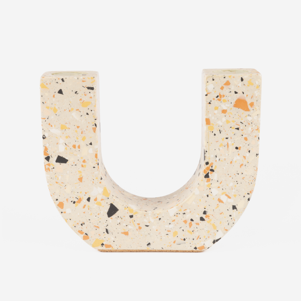 U-Shaped Candle Holder - Nude Terrazzo
