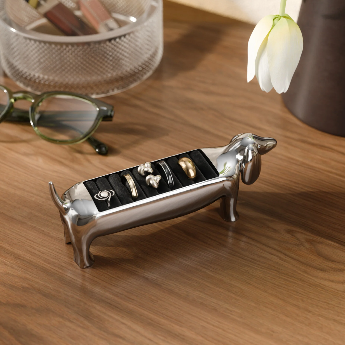Dachsie Ring Holder - Chrome