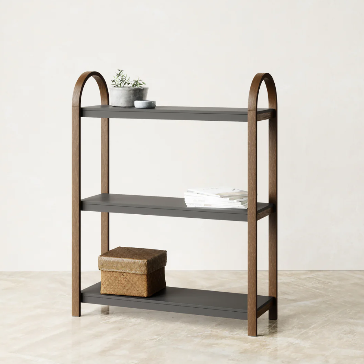 Bellwood Freestanding Shelf 3 Tier - Black and Walnut