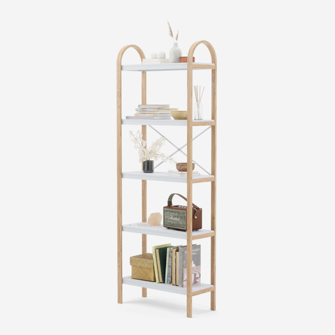 Bellwood Freestanding Shelf 5 Tier - White and Natural