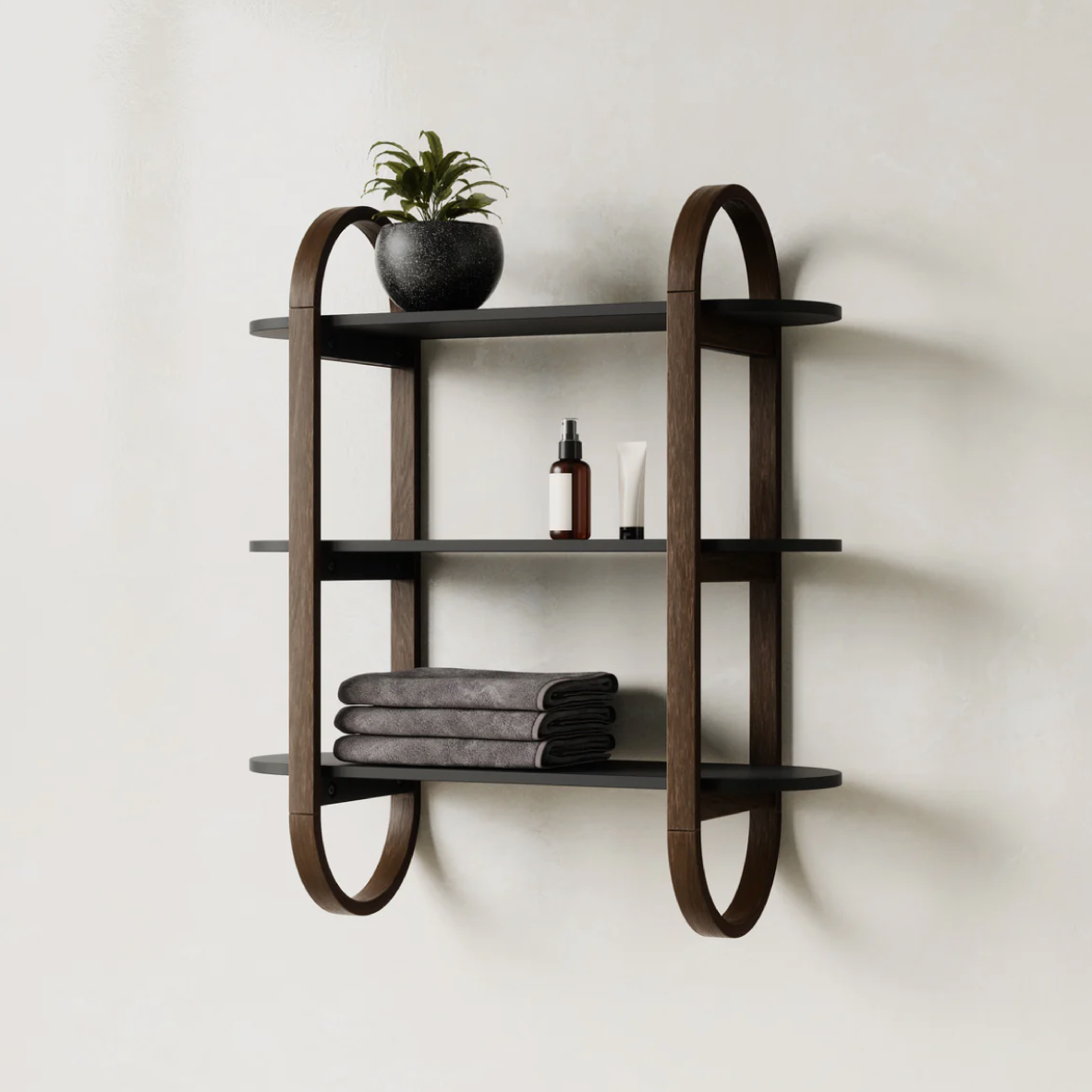 Bellwood Wall Shelf Black & Walnut