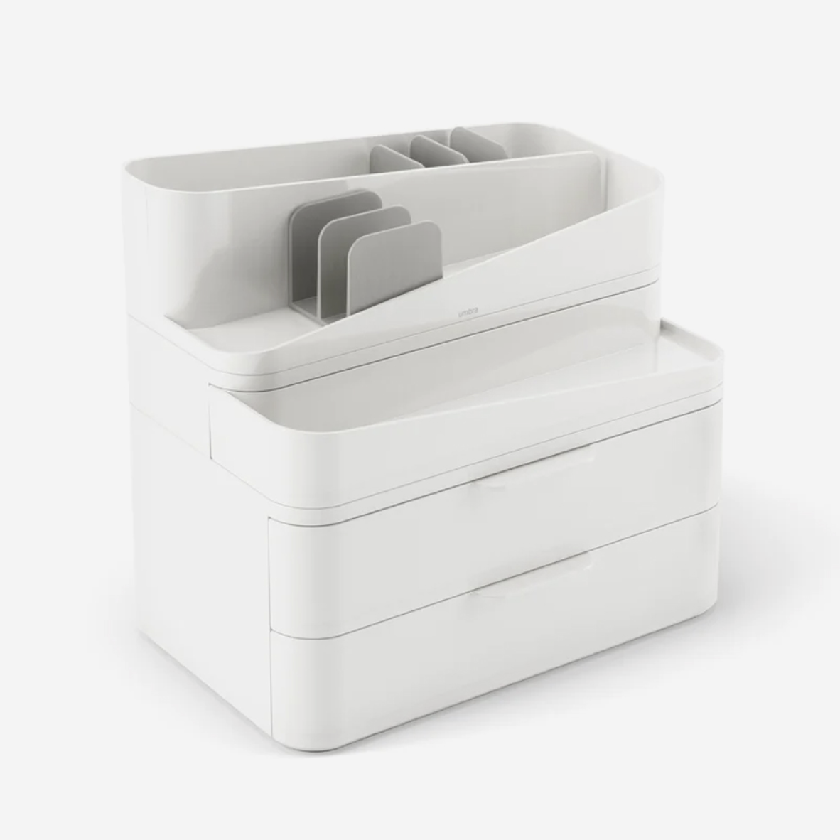 Glam Cosmetic Organiser Large - White & Grey