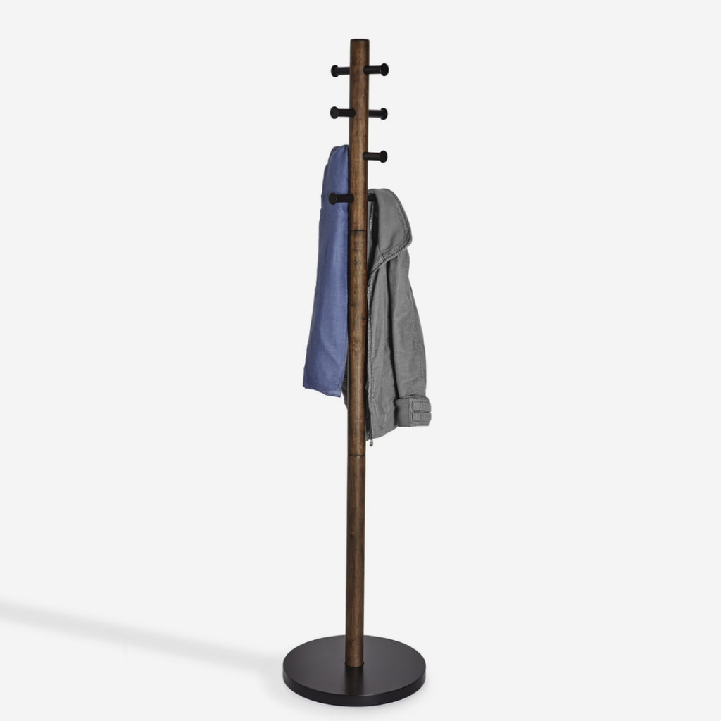 Pillar Coat Rack - Black & Walnut