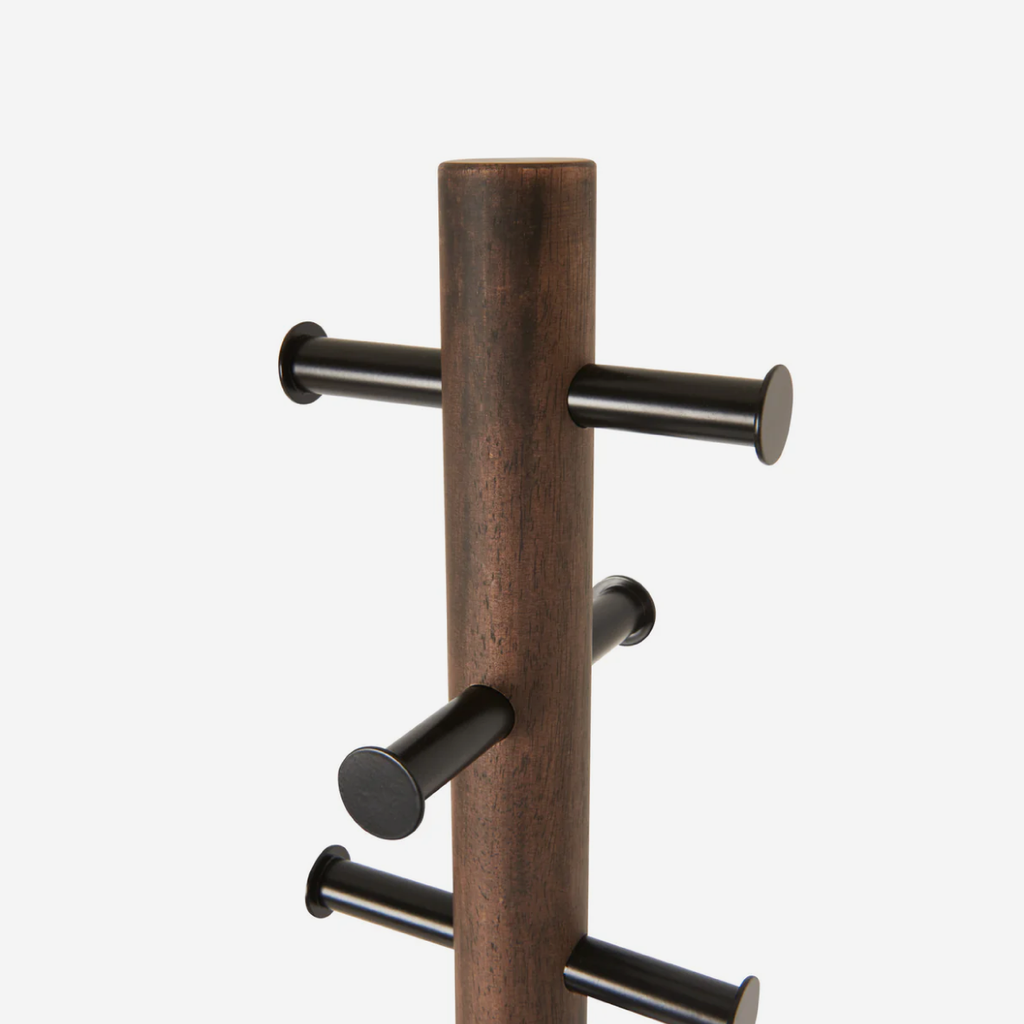 Pillar Stool & Coat Rack - Black & Walnut