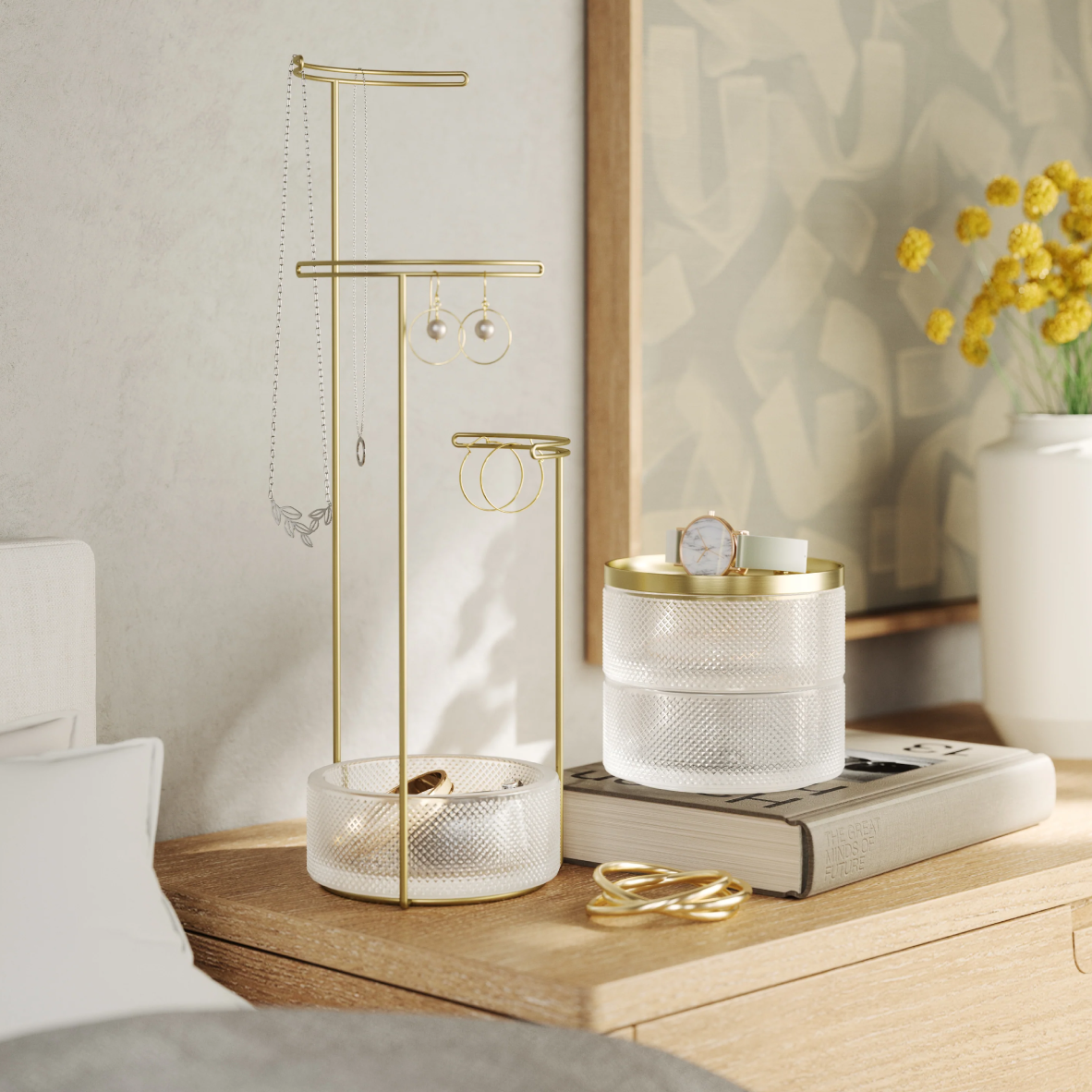 Tesora Glass Storage Box - Brass