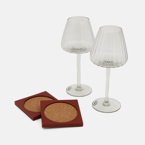 Wine Glasses & Coaster Set Combo