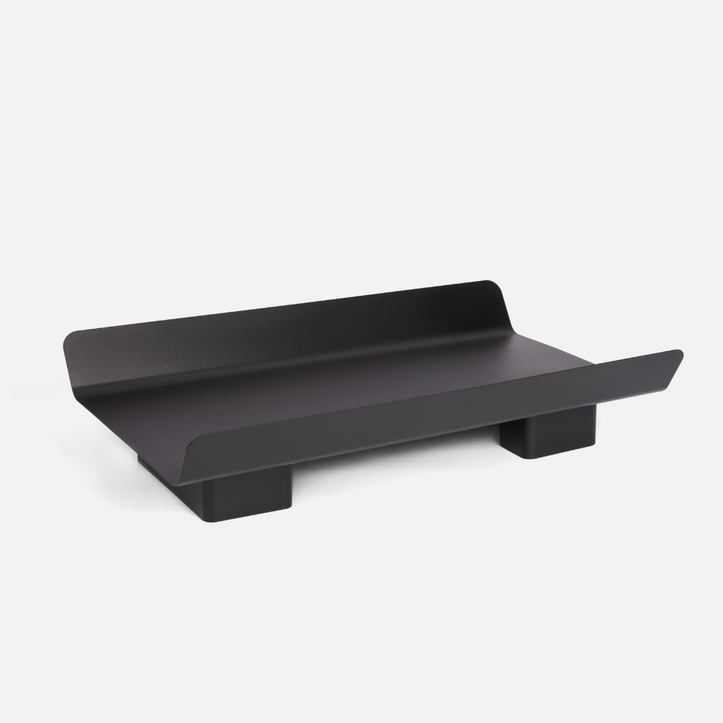 Black modern fire pit on a white background
