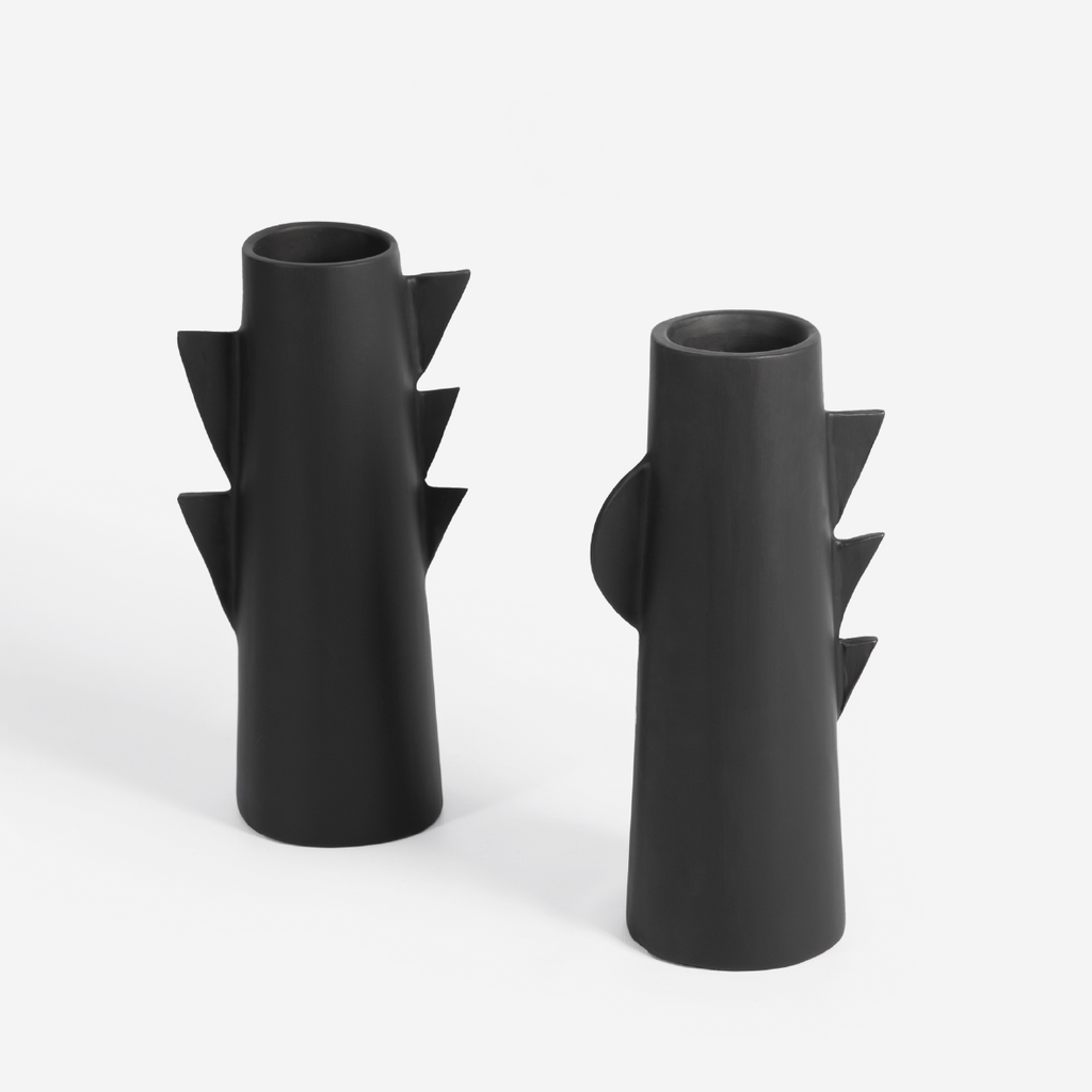 Zigzag Spike Vase - Black