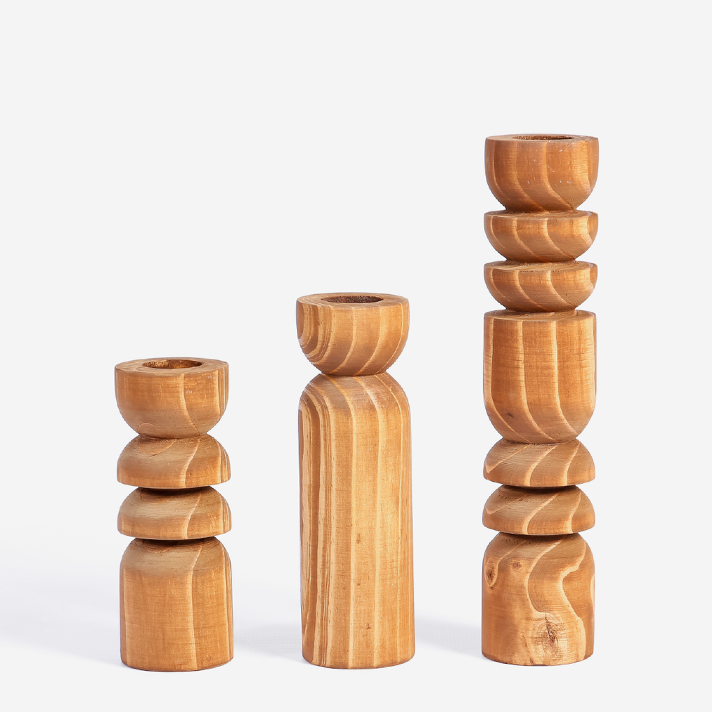 Abstract Candle Holder - Cognac