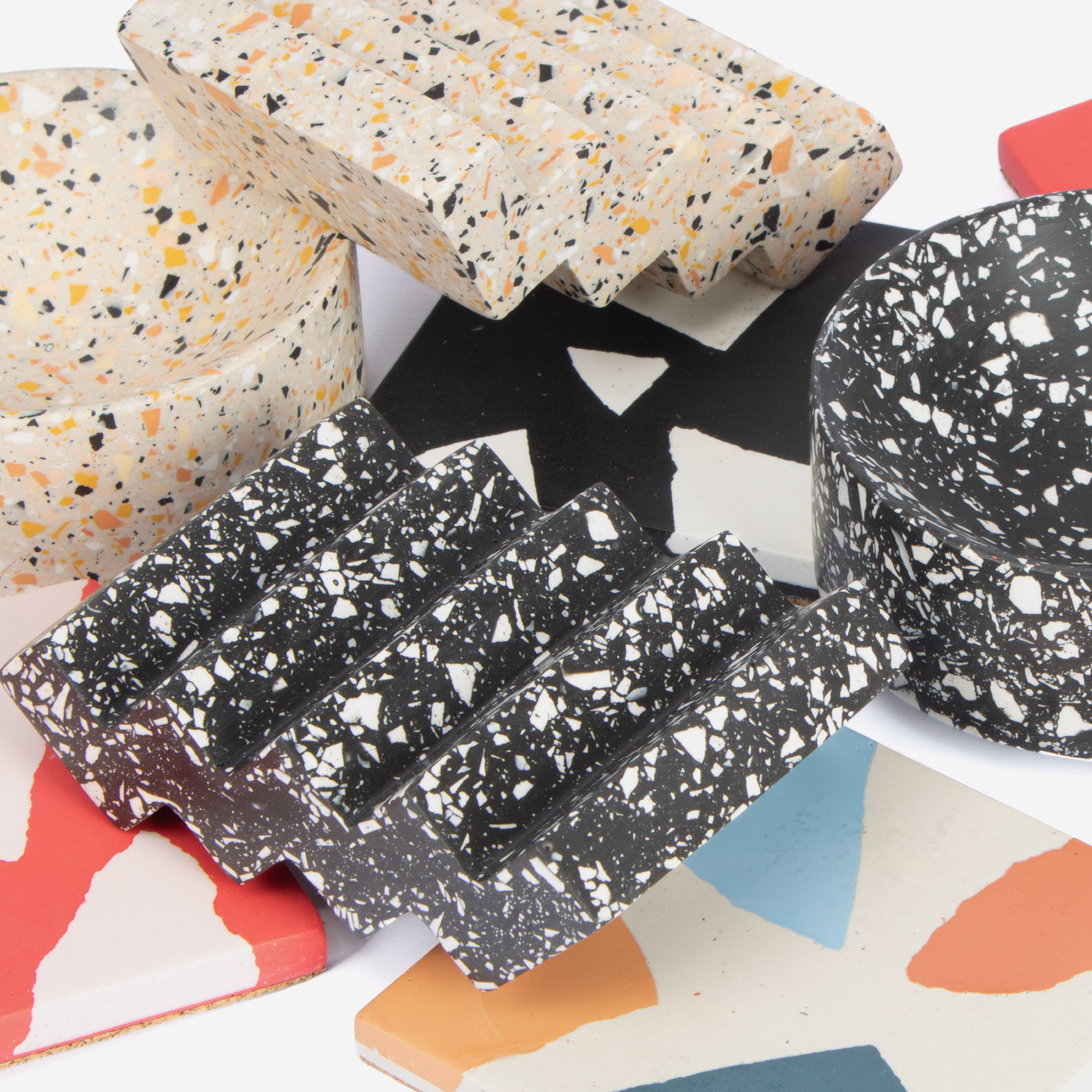 Zig Zag Soap Dish - Black Terrazzo