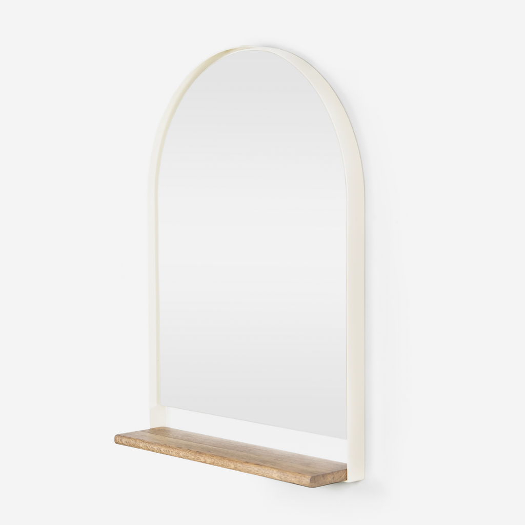 Bo Arch Mirror W/Shelf - Cream & Dark Oak