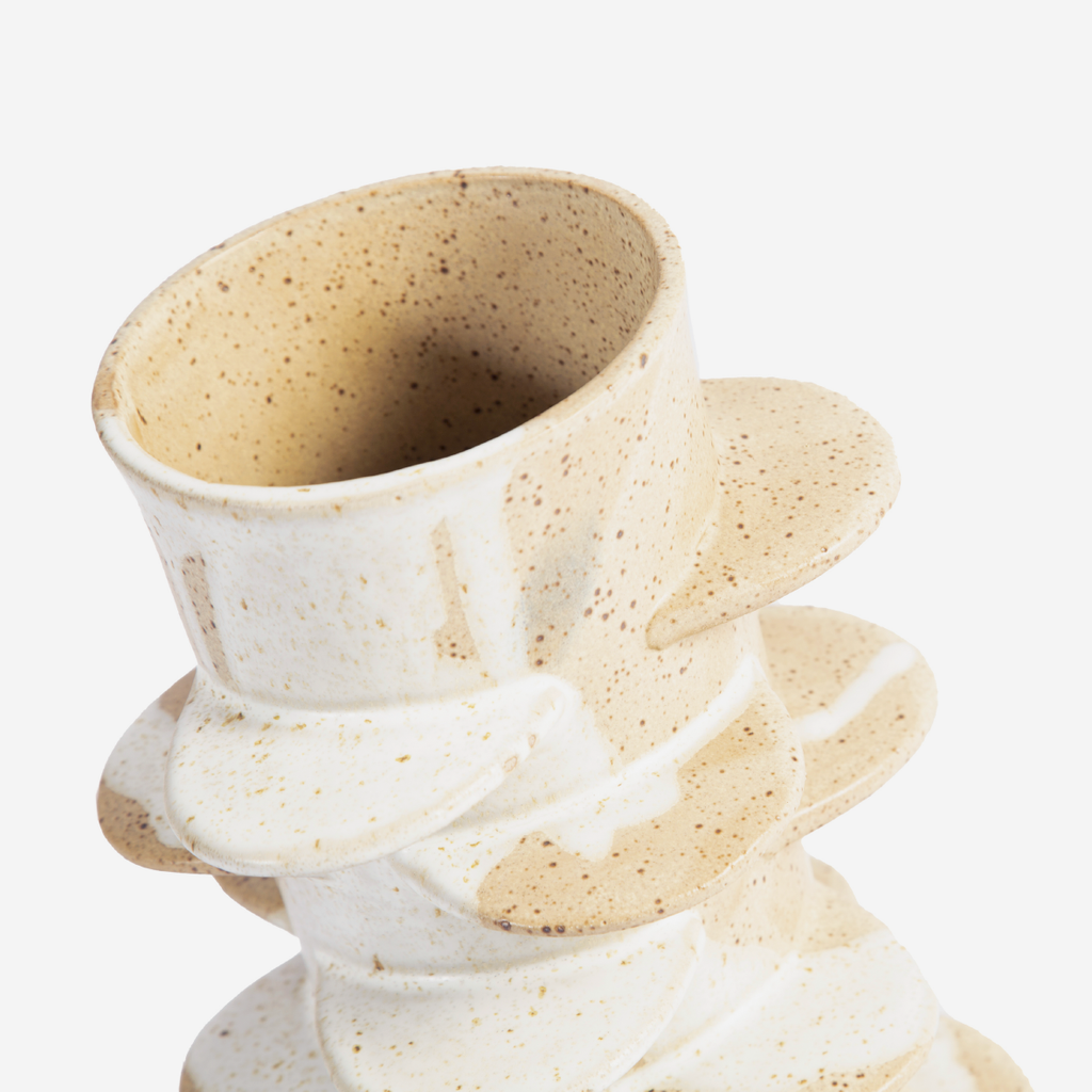 Ceramic Vase - Terracotta & White