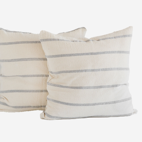 Country Cushion Cover With Stripes - Grey